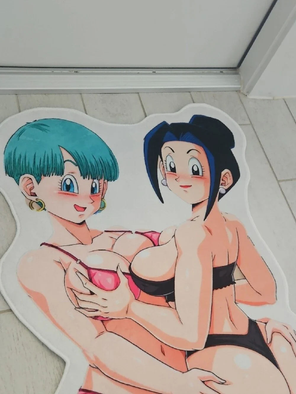 Anime Bikini Duo Decorative Floor Mat - Pink & Black